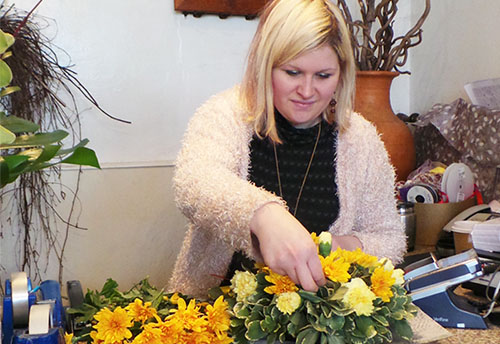 Arranging a bouquet