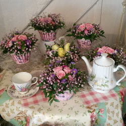 Tea party flower arrangement